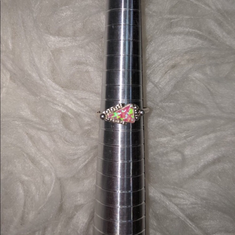 Pink Opal Triangle Shaped Ring - image 2